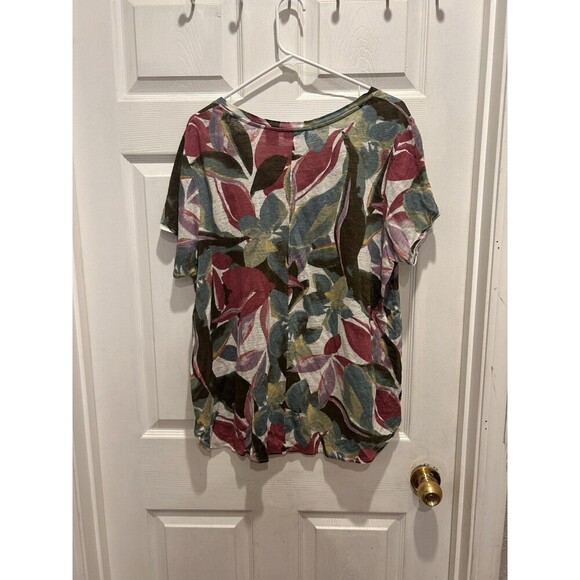 Tahari 100% Linen Floral Short Sleeve Blouse High Low Hem  Women’s Size 1X - Picture 5 of 5